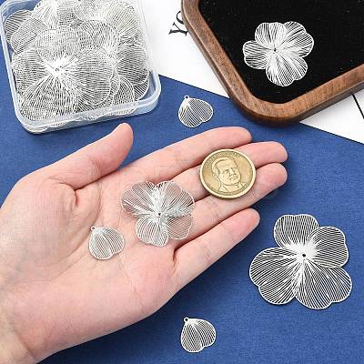 40Pcs 4 Styles Iron Etched Metal Embellishments Pendants IFIN-CJ0001-81-1