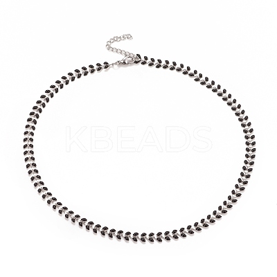 Enamel Wheat Link Chain Necklace NJEW-P220-02P-1