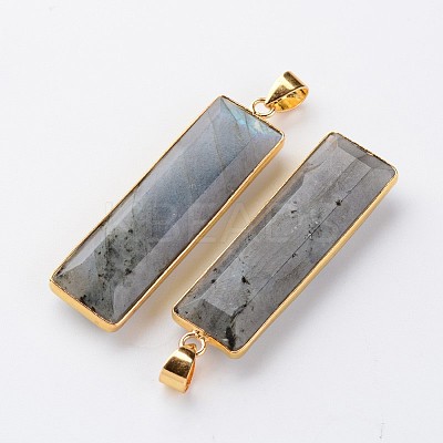 Faceted Rectangle Natural Labradorite Pendants X-G-M294-08-1