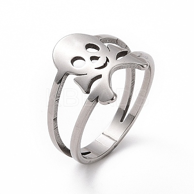 Non-Tarnish 201 Stainless Steel Skull Finger Ring RJEW-J051-08P-1