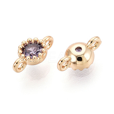 Brass Pave Cubic Zirconia Connector Charms KK-N276-04G-1