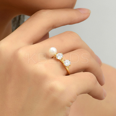 Simple Style Brass Pave Cubic Zirconia Open Rings IO7806-1