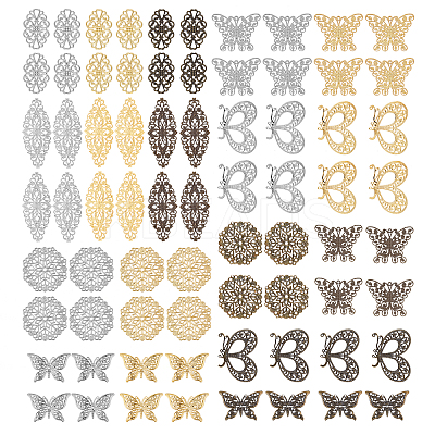72Pcs 18 Style Brass Filigree Findings FIND-CA0002-66-1