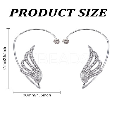 1 Pair Wing Alloy Rhinestone Cuff Earrings EJEW-LP0007-023P-1