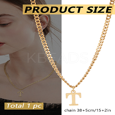 1Pc 304 Stainless Steel Letter Pendant Necklaces NJEW-LP0001-33T-G-1