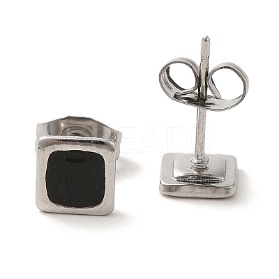 304 Stainless Steel Square Stud Earrings EJEW-C114-06P-01-1