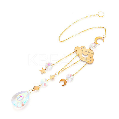 Faceted Glass Sun Catcher Pendant Decorations LS-AJEW-A037-12G-1