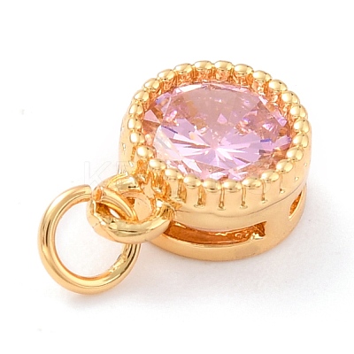 Real 18K Gold Plated Brass Inlaid Cubic Zirconia Charms ZIRC-L100-081G-06-1