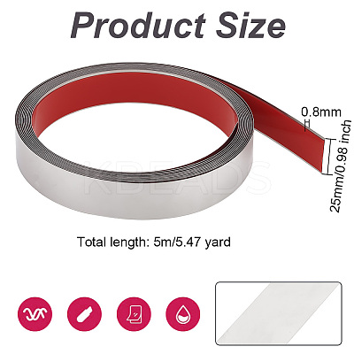 201 Stainless Steel Self-Adhesive Flexible Molding Trim FIND-WH0139-141C-02-1