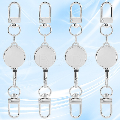 4Pcs Heavy Duty Alloy Retractable Keychain Clasps FIND-SC0016-49P-1