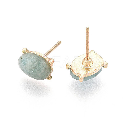 Natural Amazonite Stud Earrings EJEW-N057-01F-1