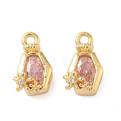 Brass with Cubic Zirconia Charms KK-D024-23B-G-1
