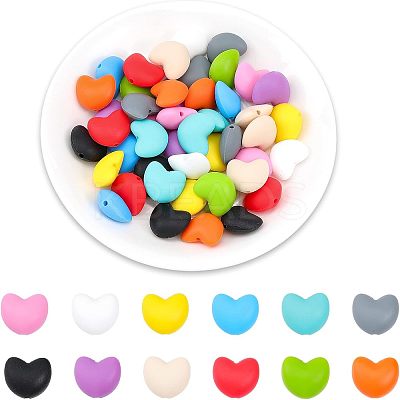 48Pcs 12 Colors Food Grade Eco-Friendly Silicone Focal Beads SIL-CA0001-43-1