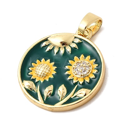 Brass Clear Cubic Zirconia Pendants KK-G554-10B-G-1