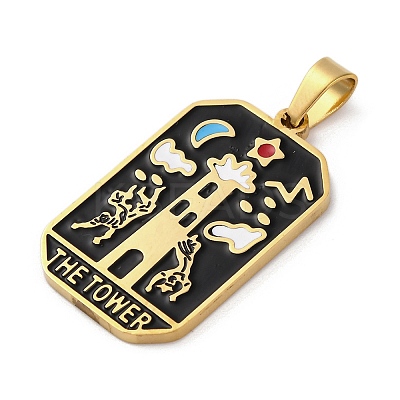 Ion Plating(IP) 304 Stainless Steel Enamel Pendants STAS-Q003-01G-016-1