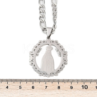 Ring with Virgin Mary 201 Stainless Steel Pendant Necklaces for Men Women LS-NJEW-K283-23P-1