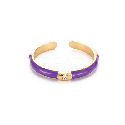 Brass Enamel Cuff Rings RJEW-T016-24C-NF-1