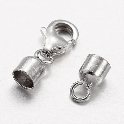 Rhodium Plated 925 Sterling Silver Lobster Claw Clasps STER-P005-01-1