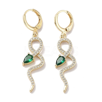 Real 18K Gold Plated Brass Dangle Leverback Earrings EJEW-L269-038G-1