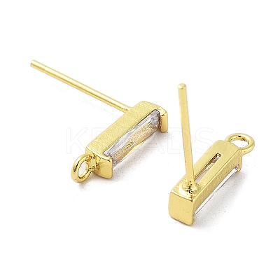 Brass Micro Pave Cubic Zirconia Earring Findings KK-A205-10G-03-1
