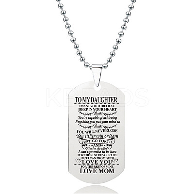 201 Stainless Steel To My Daughter Dog Tag Pendant Ball Chain Necklaces FS-WG527E6-20-1