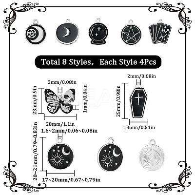 32Pcs 8 Style Alloy Enamel Pendants ENAM-SC0003-91-1
