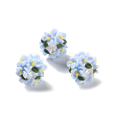 Luminous Polymer Clay Rhinestone Floral Ball Beads CLAY-U002-01C-1