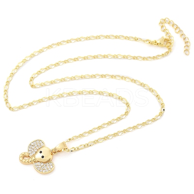 Brass Micro Pave Clear Cubic Zirconia Pendant Necklaces for Women NJEW-M084-02G-02-1