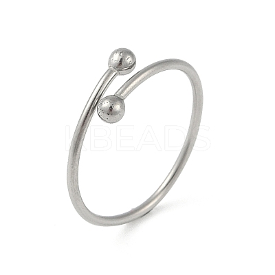 Non-Tarnish 304 Stainless Steel Round Ball Open Cuff Finger Rings for Women X-RJEW-C105-01P-1