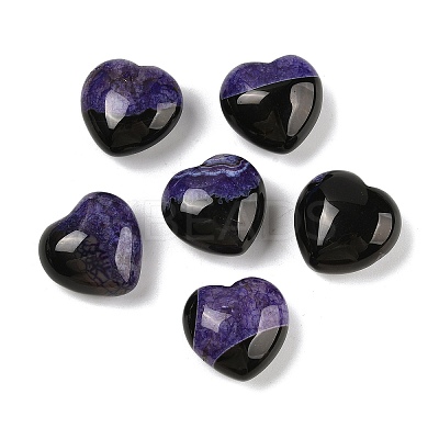 Natural Agate(Dyed & Heated) Heart Palm Stone G-Q021-04H-1