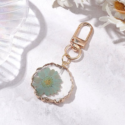 Inner Dried Flower Resin Pendant Decoration HJEW-JM02663-01-1