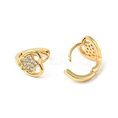 Cubic Zirconia Heart with Star Hoop Earrings EJEW-G312-15G-02-1