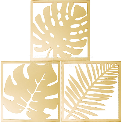 3Pcs Leaf Acrylic Mirror-Like Wall Stickers DIY-WH0304-722B-1