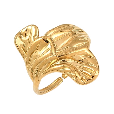 Flower 304 Stainless Steel Cuff Rings for Women RJEW-Z123-01G-1