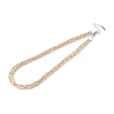 9MM 3-Color 304 Stainless Steel Braided Herringbone Chain Necklaces NJEW-N058-18GPRG-1