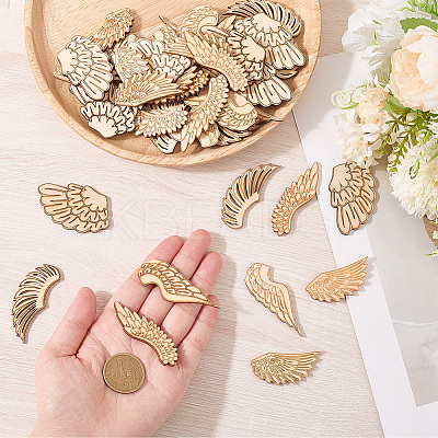 25 Pairs 5 Styles Unfinished Wooden Wing Cutouts WOOD-GF0010-37-1