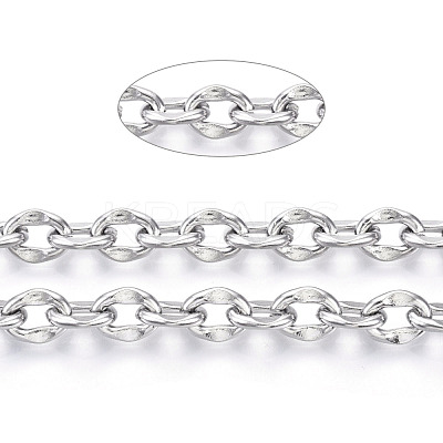 Tarnish Resistant 304 Stainless Steel Dapped Cable Chains CHS-N001-04P-1