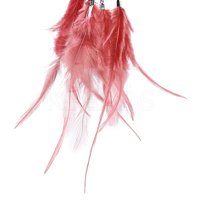 Iron Woven Web/Net with Feather Pendant Decorations AJEW-P097-11-1