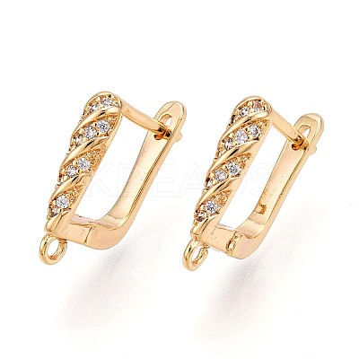 Brass Micro Pave Cubic Zirconia Hoop Earring Finding KK-N261-40G-1