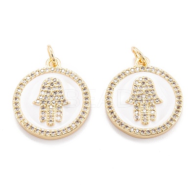 Real 18K Gold Plated Brass Micro Pave Clear Cubic Zirconia Pendants ZIRC-M114-50G-01-1