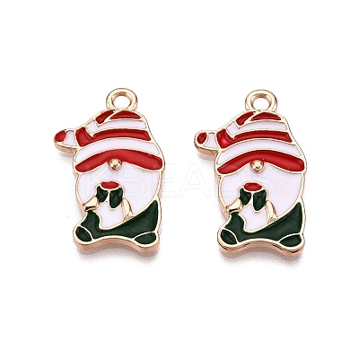 Christmas Theme Rack Plating Alloy Enamel Pendants ENAM-T021-12KCG-1