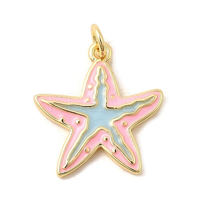 Brass Enamel Sea Animals Pendants KK-I378-15G-B-1