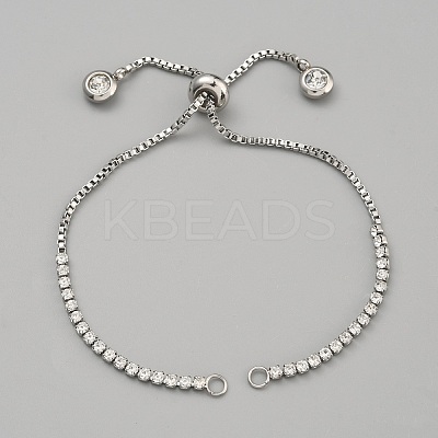 Adjustable Stainless Steel & Clear Glass Slider Bracelet Making STAS-WH0044-73-1