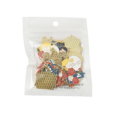 24Pcs 6 Styles Mother's Day Alloy Enamel Pendants FIND-FS0003-90-1