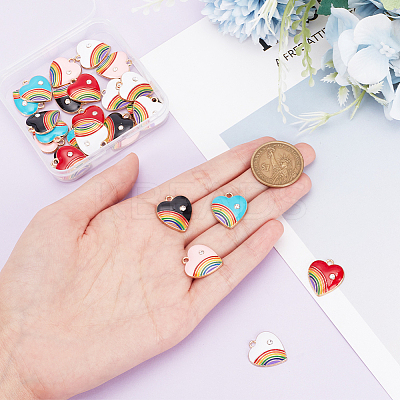30Pcs 5 Colors Alloy Enamel Pendant ENAM-SC0004-17-1