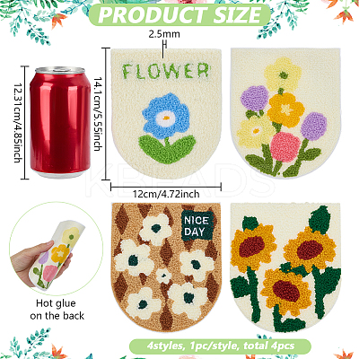 4Pcs 4 Styles Polyester Thread on Patches PATC-FG0003-52-1