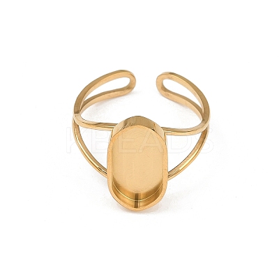 Real 18K Gold Plated 304 Stainless Steel Cuff Ring Components X-STAS-A191-12C-G-1