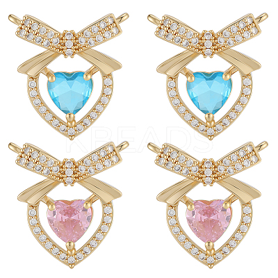 8Pcs 2 Colors Brass Micro Pave Cubic Zirconia Pendants KK-BBC0019-71-1