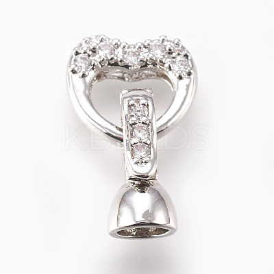 Brass Micro Pave Cubic Zirconia Fold Over Clasps KK-P164-07P-1