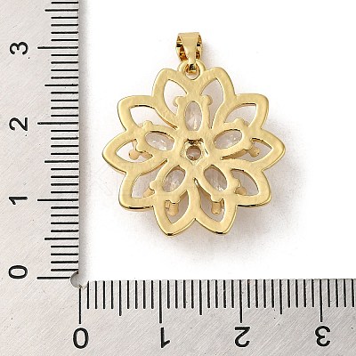 Rack Plating Brass Micro Pave Cubic Zirconia Pendants KK-P241-38G-1